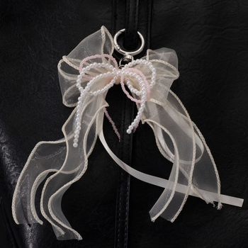 Korėjietiškas super fėjų tinklelis smėlio spalvos juostelės kaspino perlų raktų pakabuko maišelis saldaus pumpuro juostelės maišelis pakabukų aksesuarai