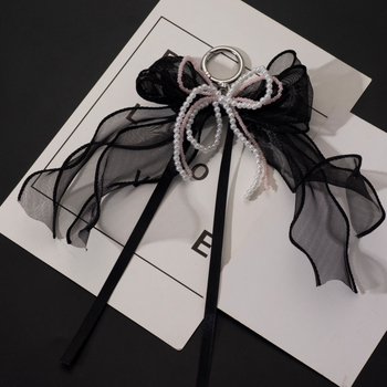 Κορεάτικη Super Fairy Mesh Μπεζ Κορδέλα Φιόγκος Μαργαριταρένια Τσάντα Μπρελόκ Sweet Bud Κορδέλα Τσάντα Κρεμαστό Αξεσουάρ