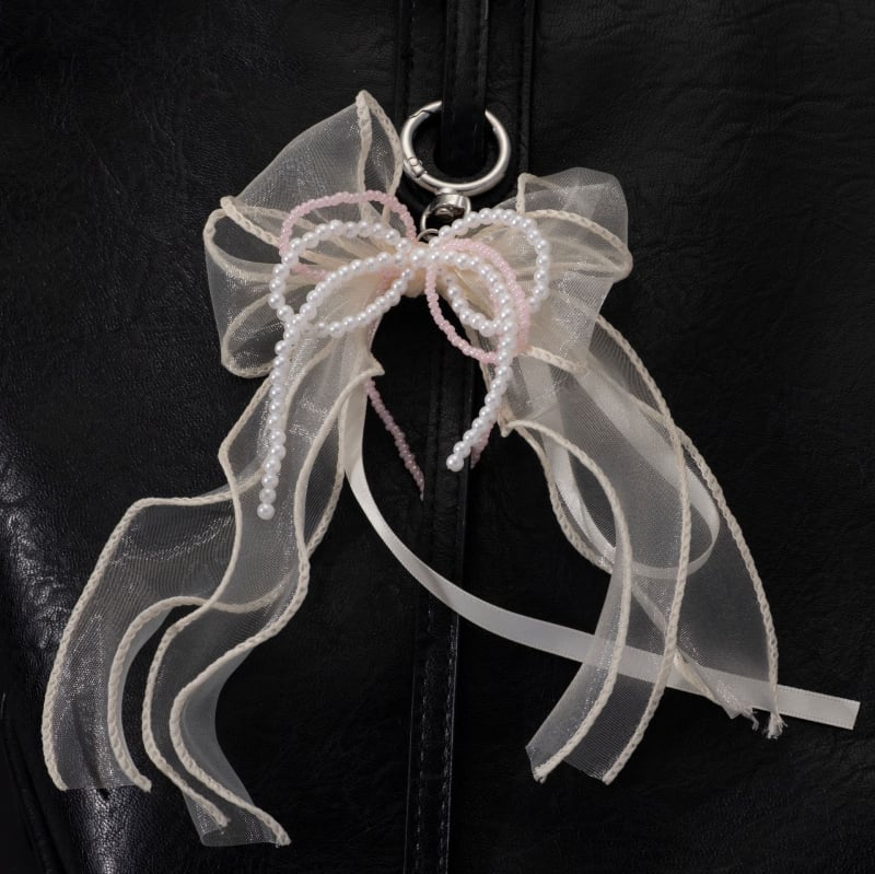 Korėjietiškas super fėjų tinklelis smėlio spalvos juostelės kaspino perlų raktų pakabuko maišelis saldaus pumpuro juostelės maišelis pakabukų aksesuarai