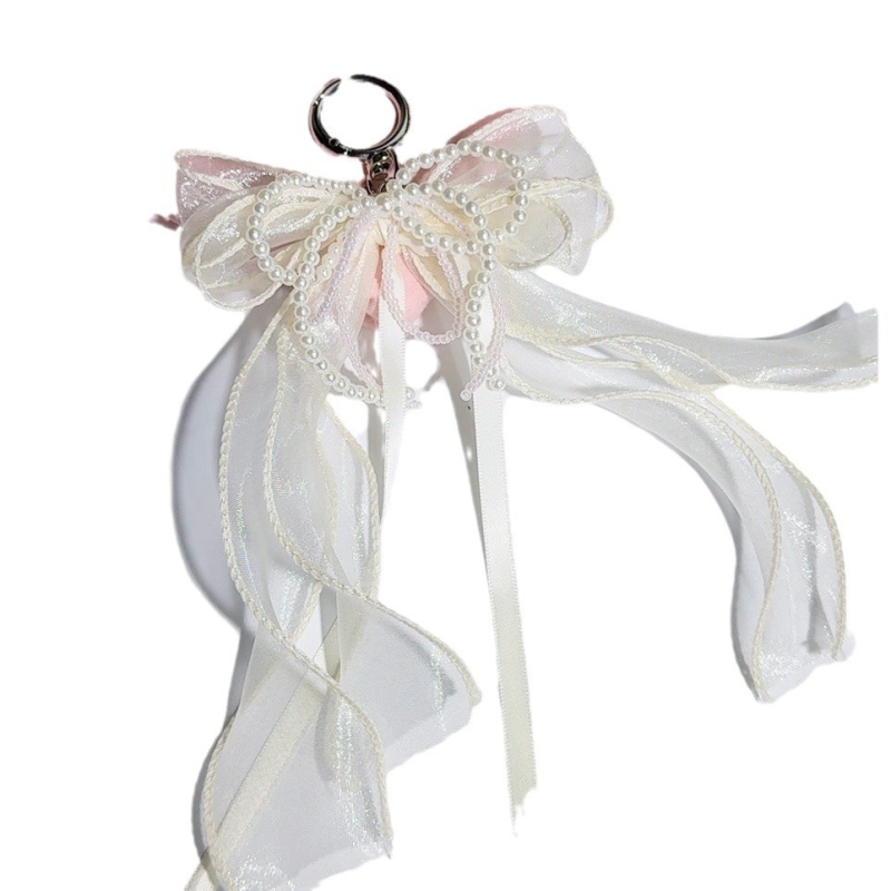 Korėjietiškas super fėjų tinklelis smėlio spalvos juostelės kaspino perlų raktų pakabuko maišelis saldaus pumpuro juostelės maišelis pakabukų aksesuarai