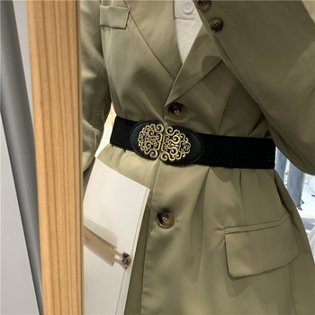 Curea vintage cu flori pentru femei, rochie decorativă, talie elastică, Joker, talie mică, accesorii negre