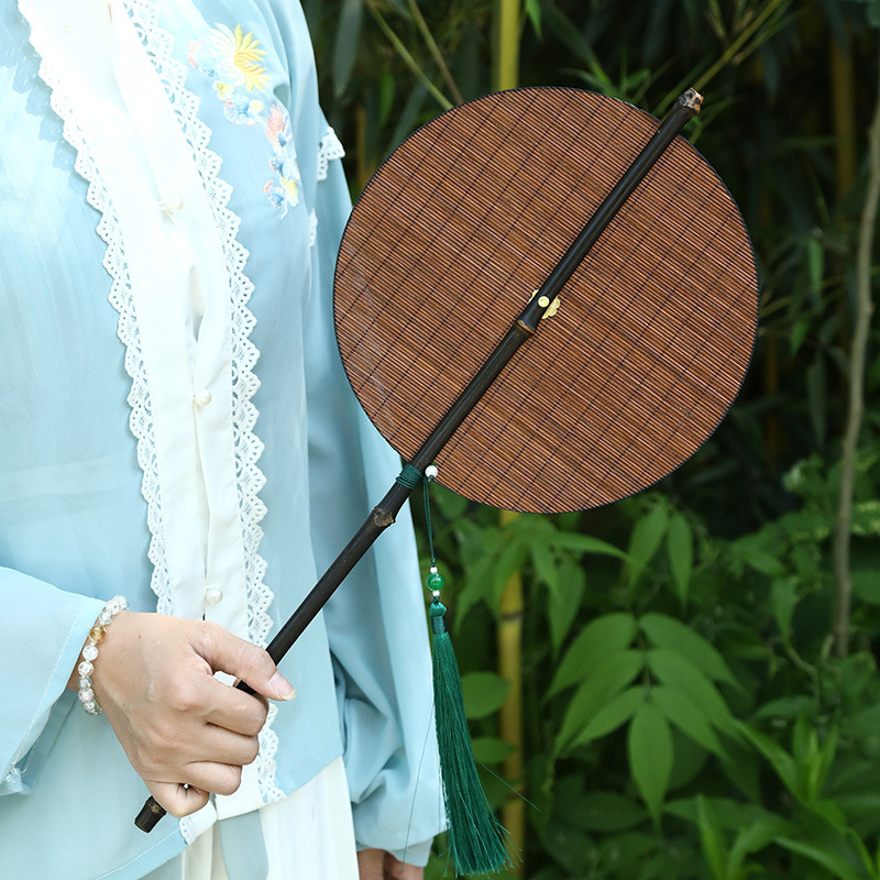 Kézzel Szőtt Bambusz Ventilátor, Hagyományos Kínai Stílusú Ventilátor, Hanfu Palota Ventilátor, Feltekerhető, Hordozható Derékventilátor, Összecsukható Ventilátor, Kínai Stílusú Nyári Hűtőventilátor