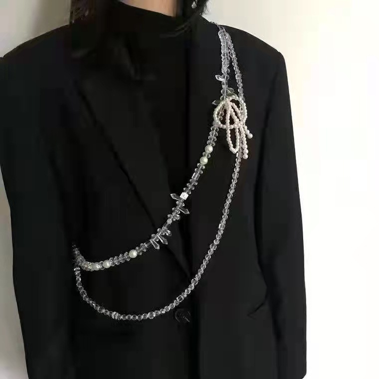 Gyöngyös masni átlátszó kristálygyöngyös deréklánc táskalánc 2021 viselhető dekoratív láncszoknya