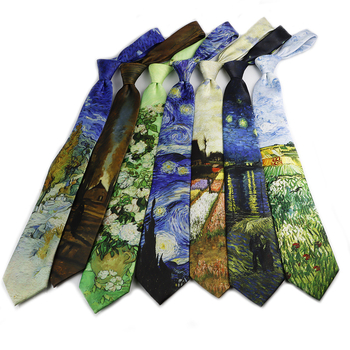 Van Gogh csillaggal díszített olajfestmény, 7 cm, eredeti férfi és női ruha, divatos, nyomtatott vintage nyakkendő, nagykereskedelem, külkereskedelem, raktáron