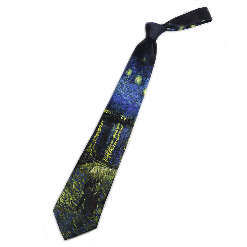 Van Gogh csillaggal díszített olajfestmény, 7 cm, eredeti férfi és női ruha, divatos, nyomtatott vintage nyakkendő, nagykereskedelem, külkereskedelem, raktáron