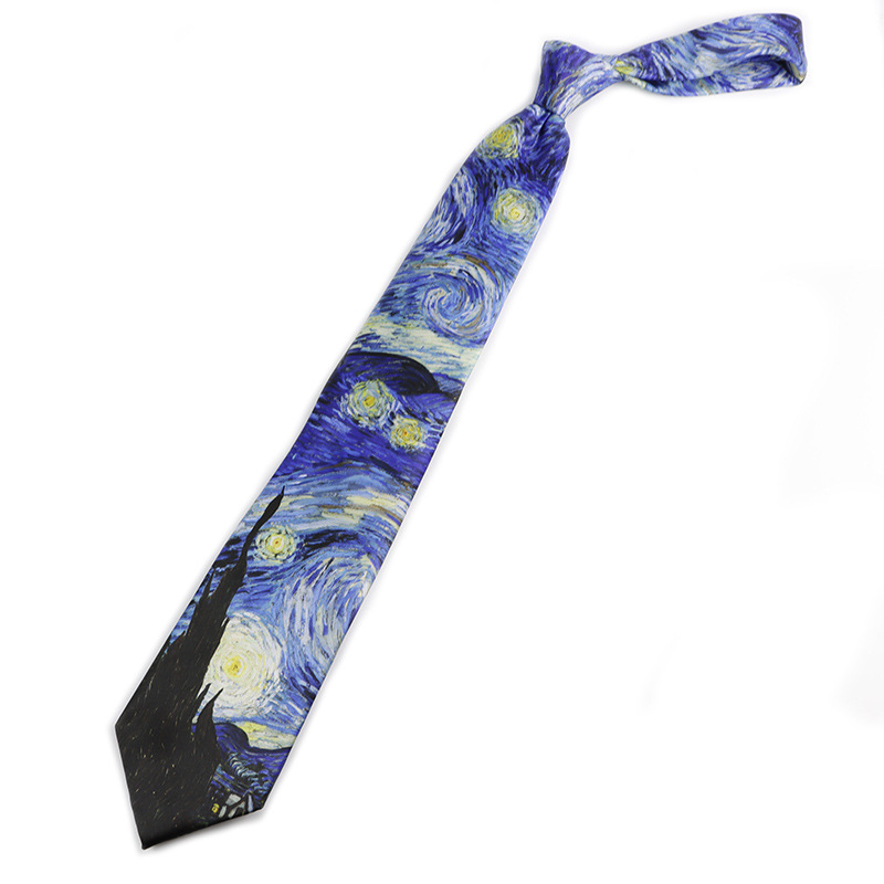 Van Gogh csillaggal díszített olajfestmény, 7 cm, eredeti férfi és női ruha, divatos, nyomtatott vintage nyakkendő, nagykereskedelem, külkereskedelem, raktáron