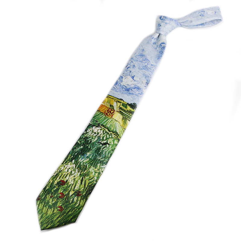 Van Gogh csillaggal díszített olajfestmény, 7 cm, eredeti férfi és női ruha, divatos, nyomtatott vintage nyakkendő, nagykereskedelem, külkereskedelem, raktáron