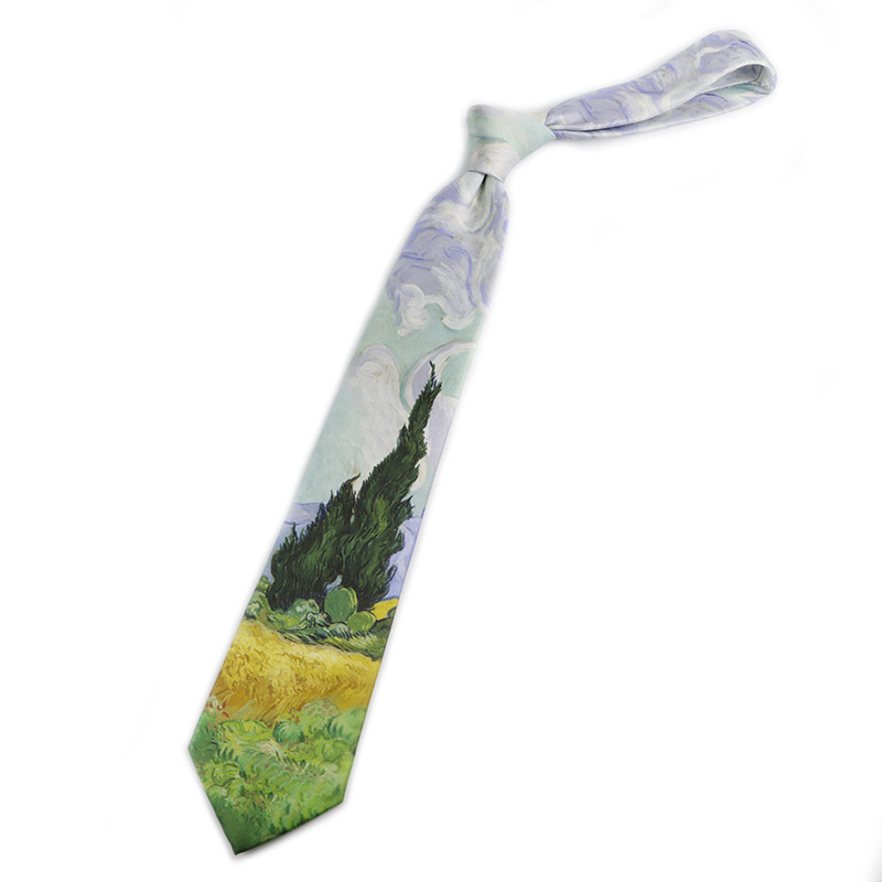 Van Gogh csillaggal díszített olajfestmény, 7 cm, eredeti férfi és női ruha, divatos, nyomtatott vintage nyakkendő, nagykereskedelem, külkereskedelem, raktáron
