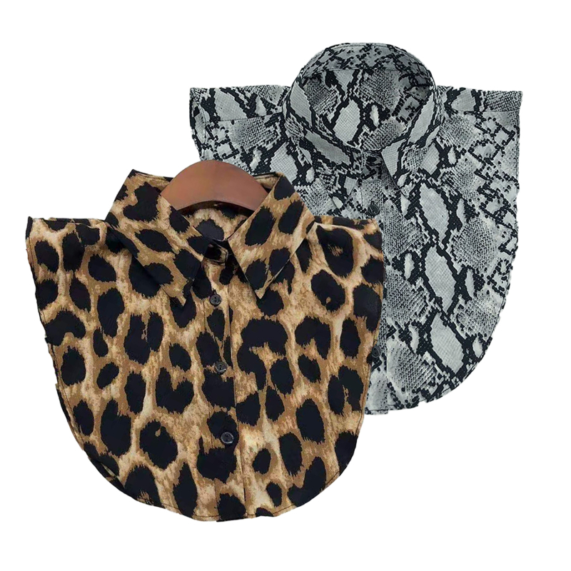 Szögletes nyakú, divatos, leopárdmintás, kígyóbőr pulóver, kardigán, hamis gallér, hamis ing, hamis gallér, unisex, exkluzív hatású