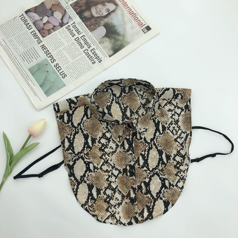 Szögletes nyakú, divatos, leopárdmintás, kígyóbőr pulóver, kardigán, hamis gallér, hamis ing, hamis gallér, unisex, exkluzív hatású