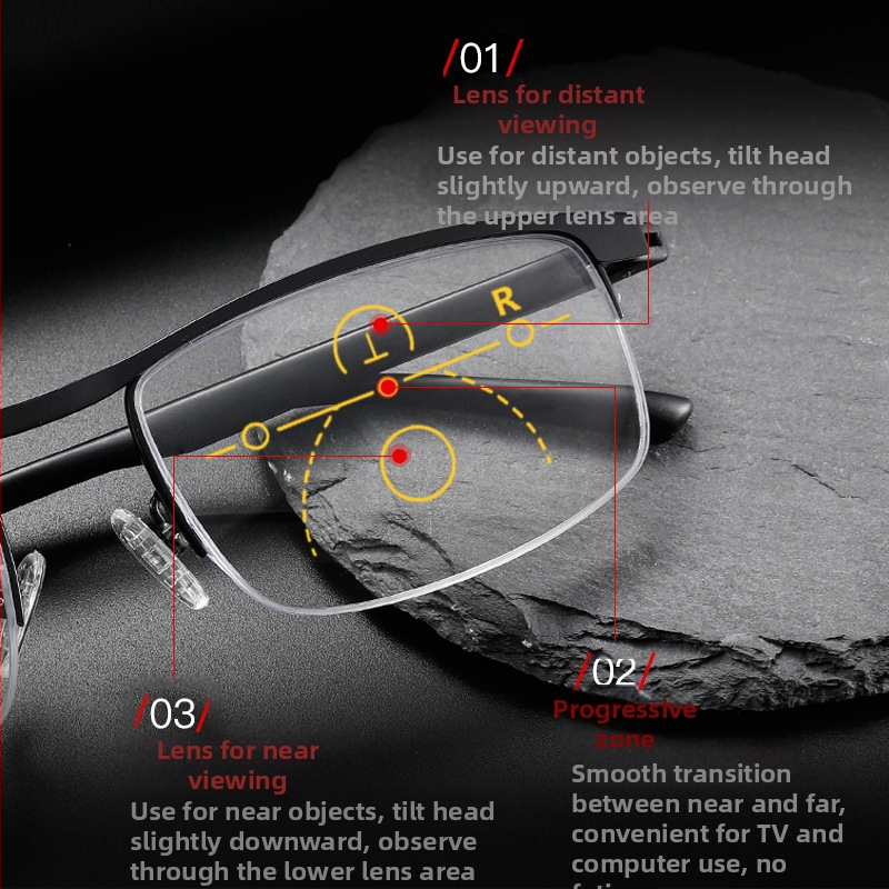 Нови вътрешни прогресивни мултифокални очила за пресбиопия, интелигентни очила за пресбиопия с приближение и антисиня светлина, за далечно и близо гледане на едро