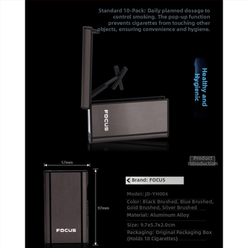 Focus Cigarette Box 10 db-os Durva Cigarette Box Automatikus Fújás Füst Ultra Vékony Alumínium Műanyag Cigarette Box Feliratozás