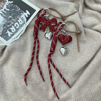 Μπρελόκ με κόκκινο φιόγκο και πλεκτό σχοινί σε κορεατικό στιλ, διακριτικό μενταγιόν σε όλα τα χρώματα