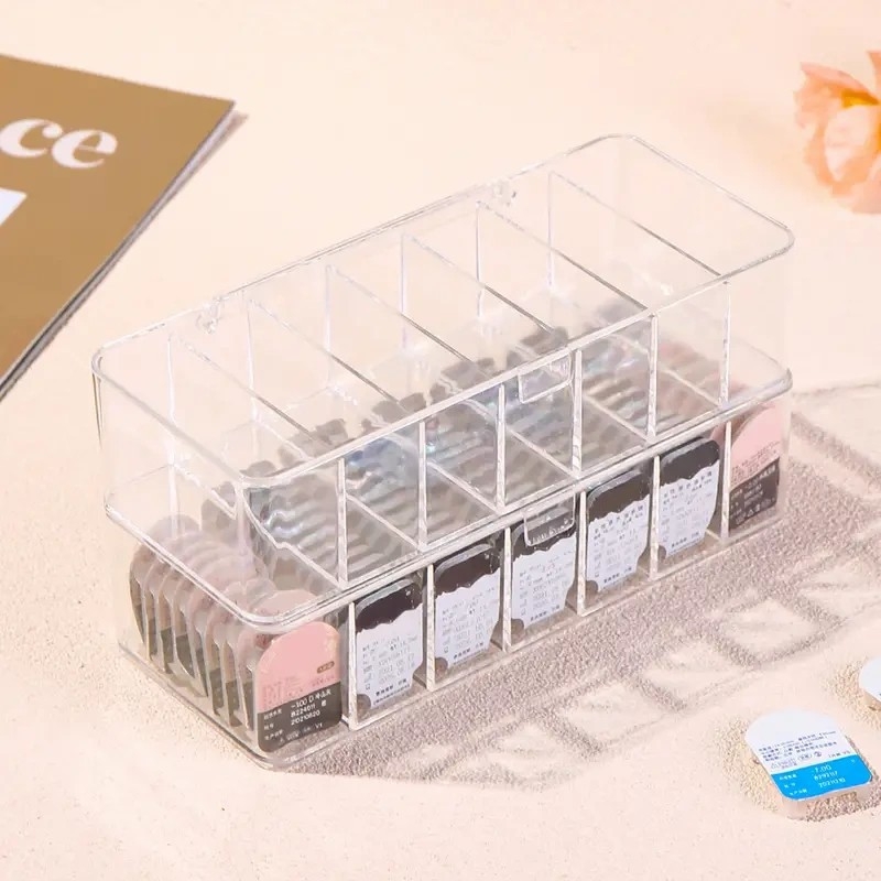 Átlátszó szemüvegkeret, napdobó kontaktlencse-tartó doboz, hordozható doboz fedéllel, diákvitákhoz való, nagy kapacitású, többfunkciós tárolódoboz