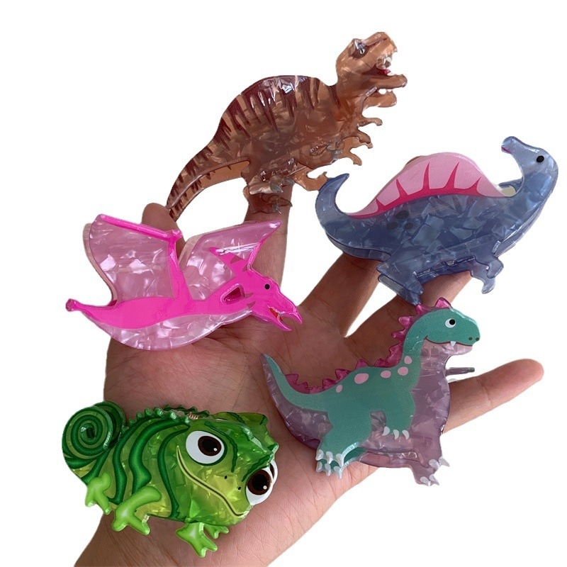 Aranyos kis dinoszaurusz akril kis kapaszkodó klip jellegzetes aranyos édes niche hajkapaszkodó hajtű haj kiegészítők új stílus