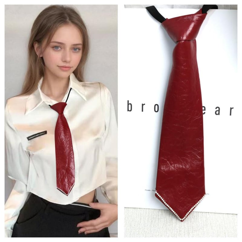 Rodyti rudens ir žiemos madą odinis dirbtinės odos kaklaraištis trumpas laisvalaikio diržas be mazgų reguliuojamas PUTIE