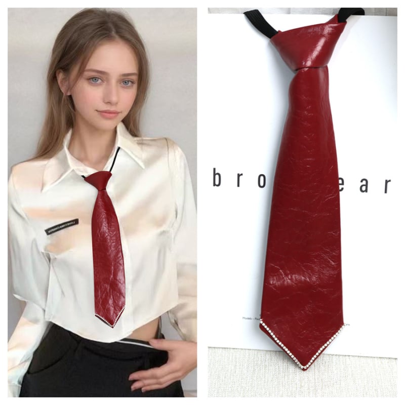 Rodyti rudens ir žiemos madą odinis dirbtinės odos kaklaraištis trumpas laisvalaikio diržas be mazgų reguliuojamas PUTIE