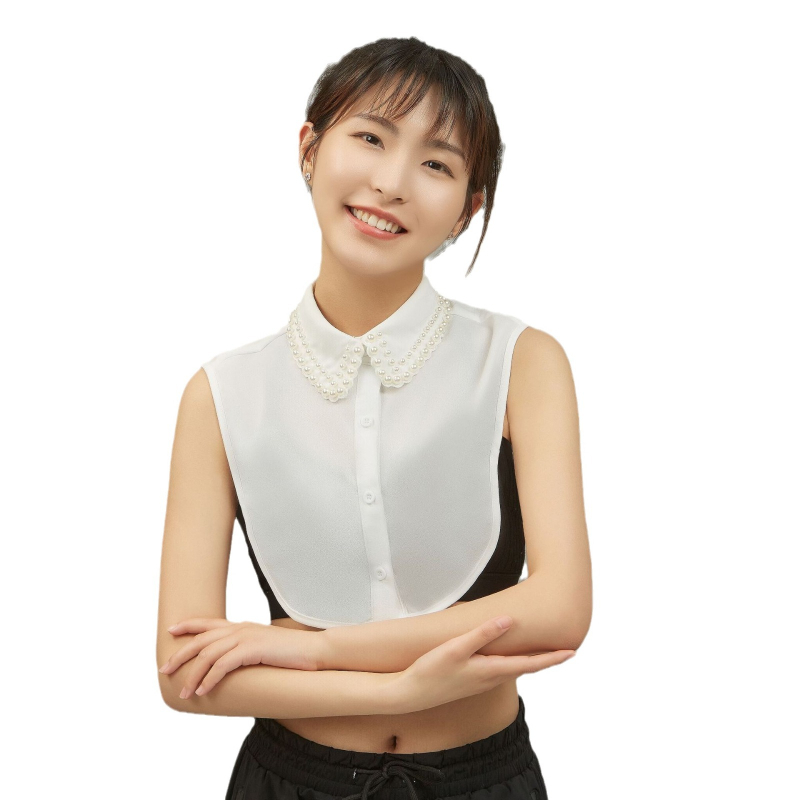 Tieša rūpnīcas piegāde pērlīšu izgatavošanā, eleganta pērlīšu izgatavošanā, viltus apkakles, pērļu apkakles, pusgaras iekšējās siltās dekoratīvās apkakles vairumtirdzniecībā