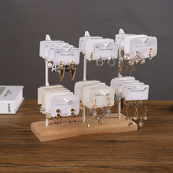 Tömörfa vas fülbevaló kijelző állvány háztartási fülbevalók karton tároló ékszer állvány függő kulcstartó karkötő ékszer állvány