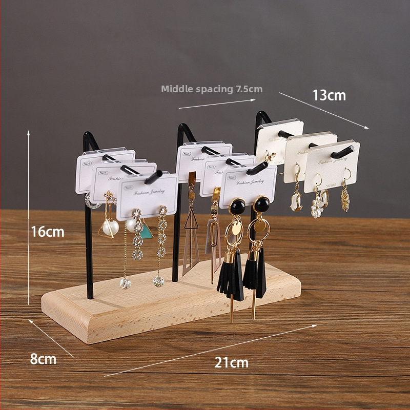 Tömörfa vas fülbevaló kijelző állvány háztartási fülbevalók karton tároló ékszer állvány függő kulcstartó karkötő ékszer állvány