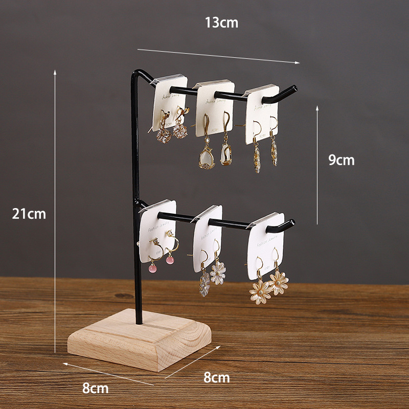 Tömörfa vas fülbevaló kijelző állvány háztartási fülbevalók karton tároló ékszer állvány függő kulcstartó karkötő ékszer állvány