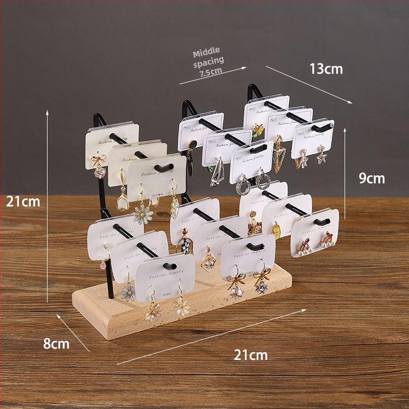 Tömörfa vas fülbevaló kijelző állvány háztartási fülbevalók karton tároló ékszer állvány függő kulcstartó karkötő ékszer állvány