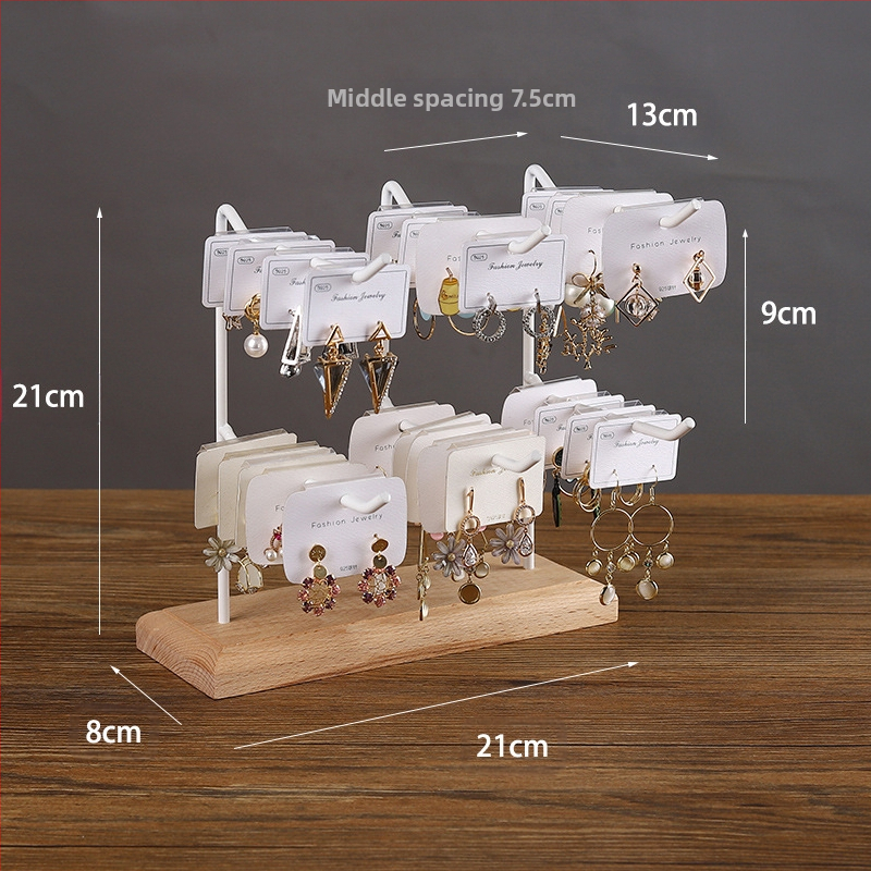 Tömörfa vas fülbevaló kijelző állvány háztartási fülbevalók karton tároló ékszer állvány függő kulcstartó karkötő ékszer állvány