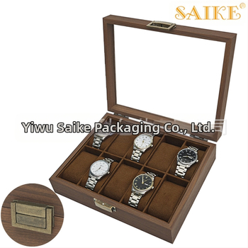[Retro Kiadás] raktáron Nagykereskedelmi Fekete Dió Fa 10 Bites Óra Tároló Gyűjtemény Kiállító Doboz 10 Óra Doboz