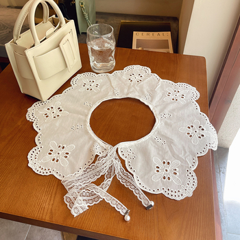 Κολάρο κούκλας με κορδέλα από δαντέλα, ψεύτικο κολάρο, γυναικείο καλοκαιρινό, ευέλικτο, ψεύτικο κολάρο από δαντέλα, ξεχωριστό βαμβακερό κολάρο, διακοσμητικό κολάρο, μικρό σάλι