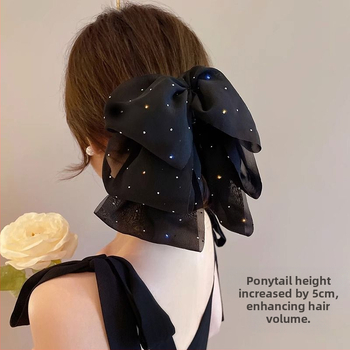 Κλιπ μαλλιών με φιόγκο, αφράτο κλιπ μαλλιών για όγκο, υψηλής ποιότητας, κομψό κλιπ μαλλιών που αυξάνει το ύψος της αλογοουράς, κομψό κλιπ μαλλιών για γυναίκες