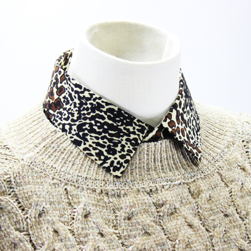 Európai és amerikai Amazon AliExpress legkelendőbb leopárdmintás díszgalléros pulóver műgalléros inggallérral készült vászon anyag