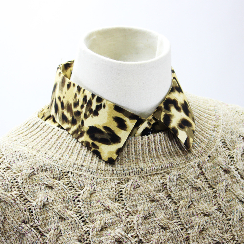 Európai és amerikai Amazon AliExpress legkelendőbb leopárdmintás díszgalléros pulóver műgalléros inggallérral készült vászon anyag