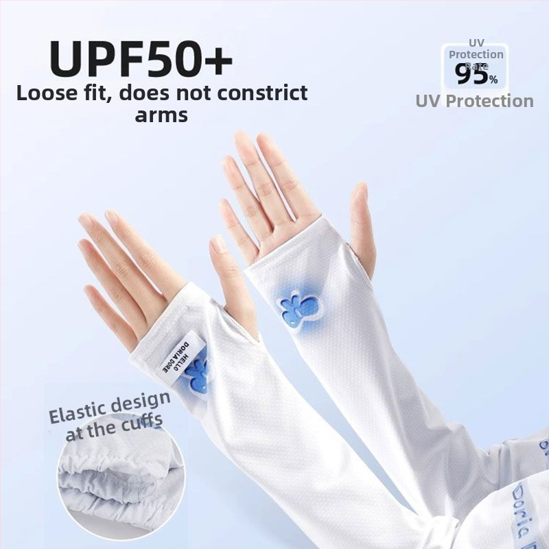 Nyári napvédő jégvédő ujjak női aranyos bő ujjak UV-szűrős napvédő kézvédő vékony lélegző jégselyem ujjak