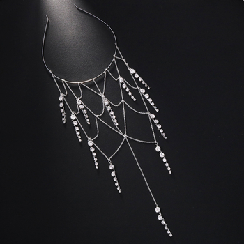 Ευρωπαϊκή και αμερικανική νέα κορδέλα με φούντα από πλέγμα, κομψή αλυσίδα μαλλιών με στρας, νύφη, κοσμήματα που ταιριάζουν με τα γυναικεία κοσμήματα