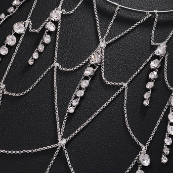 Ευρωπαϊκή και αμερικανική νέα κορδέλα με φούντα από πλέγμα, κομψή αλυσίδα μαλλιών με στρας, νύφη, κοσμήματα που ταιριάζουν με τα γυναικεία κοσμήματα