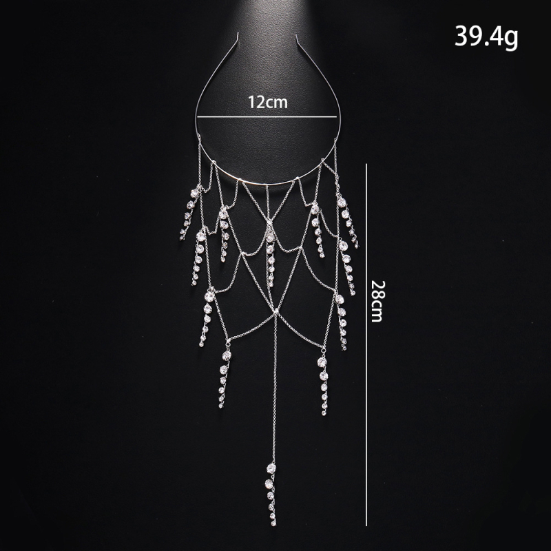 Európai és amerikai új hálós bojtos fejpánt, elegáns strasszos hajlánc, menyasszonyi, mindenhez illő ékszer, női fejpánt