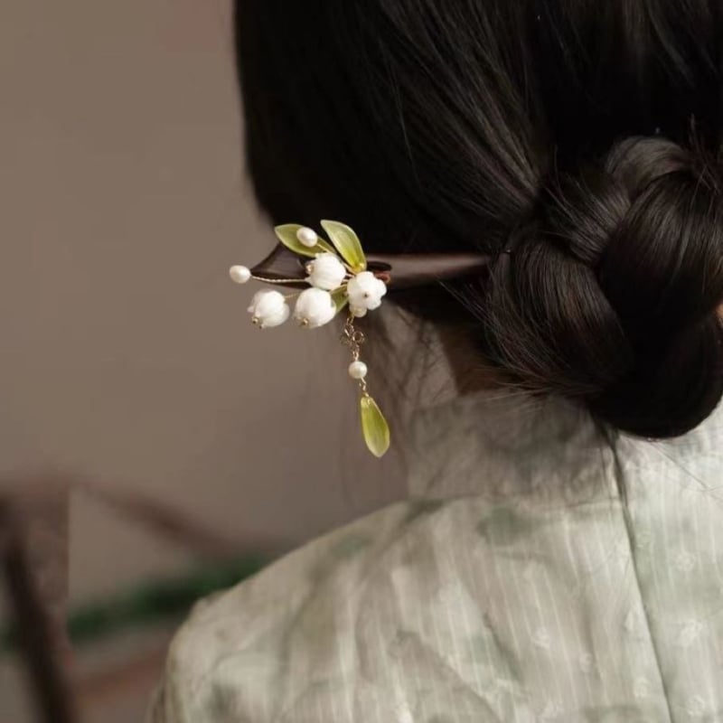 2023. gada jaunā magnolijas koka matadata vienkāršā matu galvassega Blink Orchid Retro Cheongsam aksesuāri Tassel Hanfu