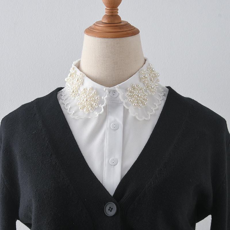 Hanliu sunkiosios pramonės siuvinėjimo gėlės formos perlų inkrustacijos apykaklė