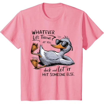 Határokon átnyúló 2025 új rövid ujjú szemüveg kacsa újdonság nyomtatott kerek nyakú póló férfi és női nyári vékony felső