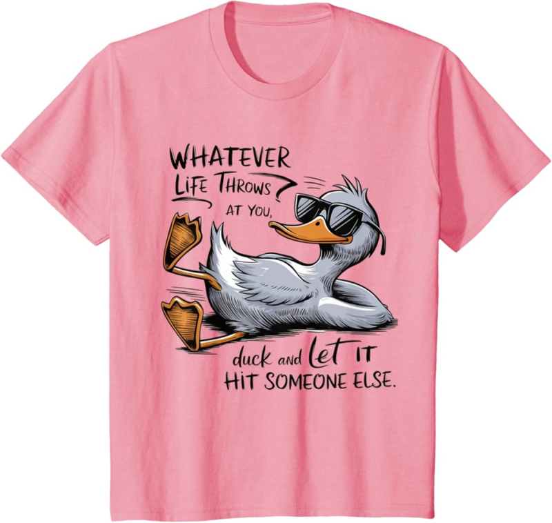 Határokon átnyúló 2025 új rövid ujjú szemüveg kacsa újdonság nyomtatott kerek nyakú póló férfi és női nyári vékony felső