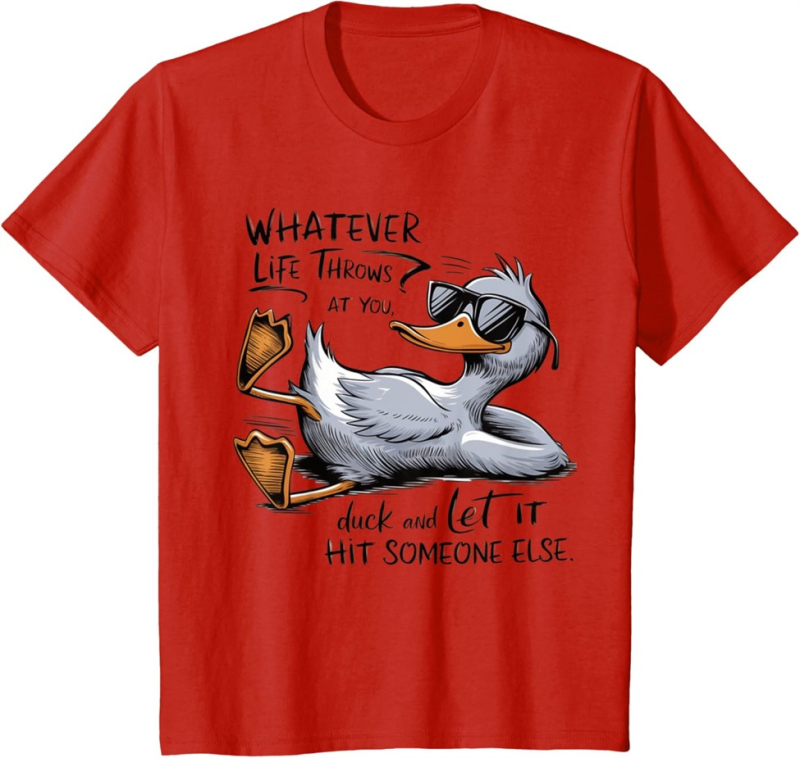 Határokon átnyúló 2025 új rövid ujjú szemüveg kacsa újdonság nyomtatott kerek nyakú póló férfi és női nyári vékony felső