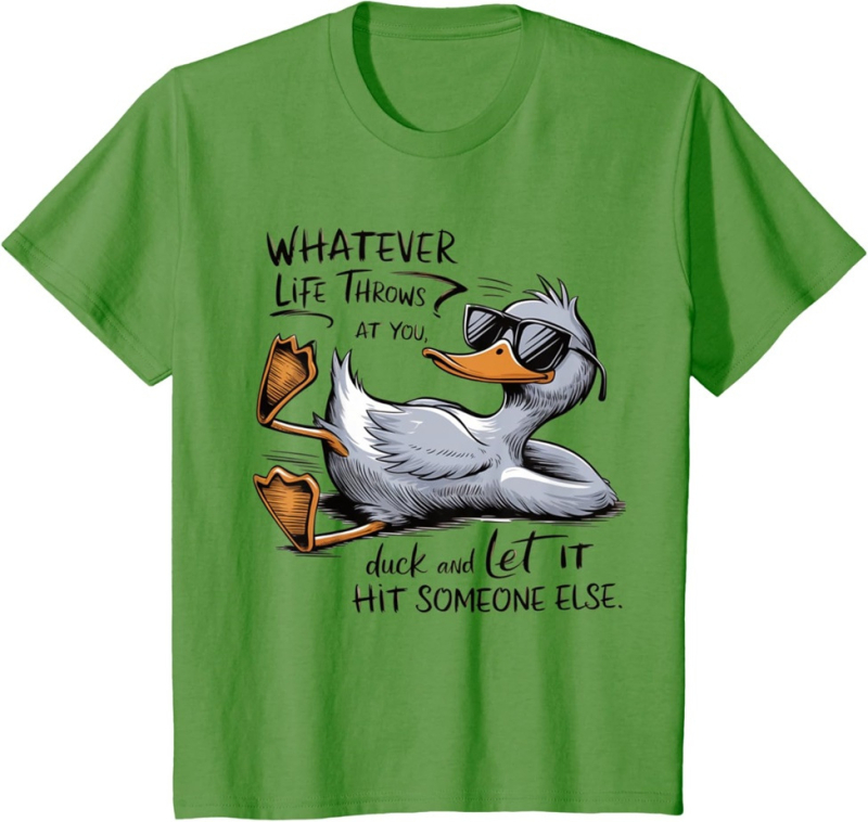 Határokon átnyúló 2025 új rövid ujjú szemüveg kacsa újdonság nyomtatott kerek nyakú póló férfi és női nyári vékony felső