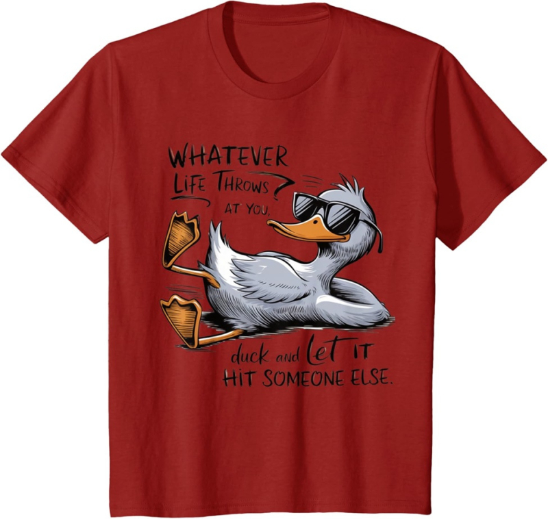 Határokon átnyúló 2025 új rövid ujjú szemüveg kacsa újdonság nyomtatott kerek nyakú póló férfi és női nyári vékony felső