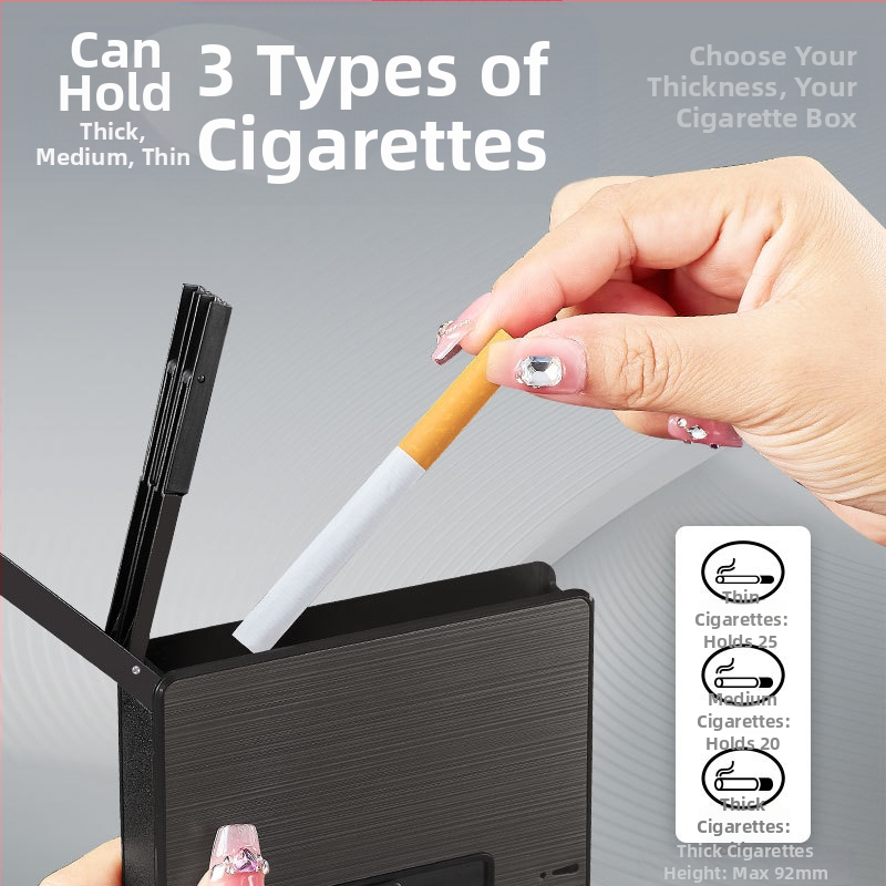 Kreatívna hrubá stredne jemná univerzálna automatická cigaretová krabička so zapaľovačom, vodotesná, tlakotesná nafukovacia cigaretová krabička, veľkoobchodný zapaľovač