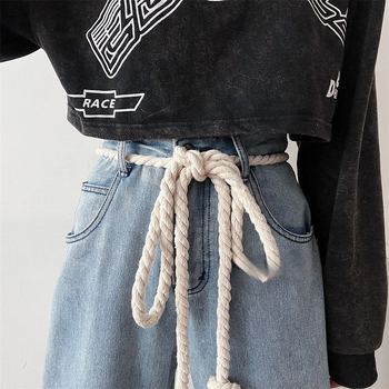 Vintage vastag kötélöv, női, stílusos, dekoratív, mindenhez illő farmeröv, diák- és fiatalembereknek való nadrágöv