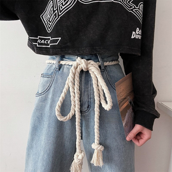 Vintage vastag kötélöv, női, stílusos, dekoratív, mindenhez illő farmeröv, diák- és fiatalembereknek való nadrágöv