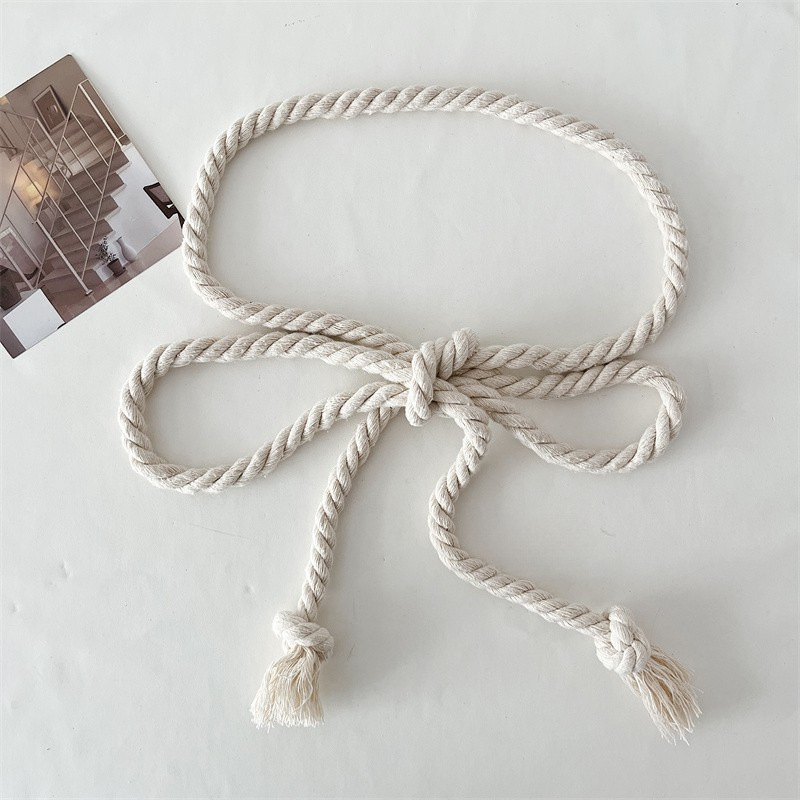 Vintage vastag kötélöv, női, stílusos, dekoratív, mindenhez illő farmeröv, diák- és fiatalembereknek való nadrágöv