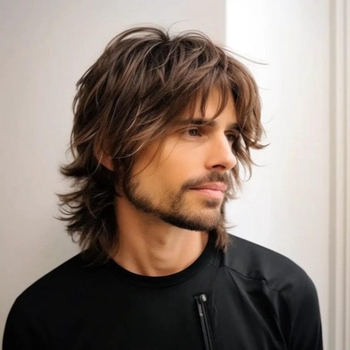 Piiriülene parukas Euroopa ja Ameerika meeste pruunist moest pikkade juustega keemilisest kiust peakatted mitmetasandilised parukad tootjad hulgimüük