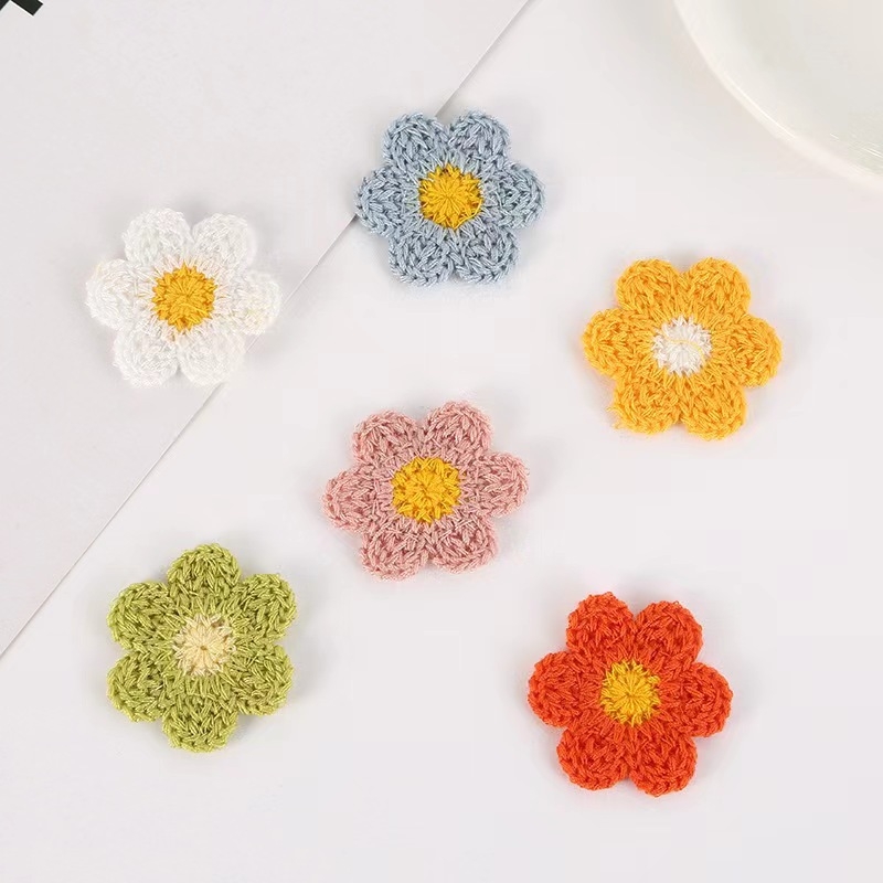 Szuper aranyos, kézzel szőtt hatszirmú virágos ruházati kiegészítők, cipők és sapkák, táskák, barkács dekoráció, nagykereskedelem, koreai változata