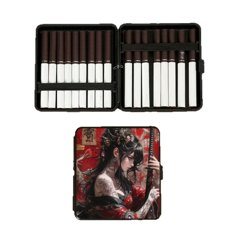 Határokon átnyúló durva retro felhajtható cigarettatartó, könnyen hordozható, kreatív minta, határokon átnyúló forrásból származó cigarettatartó-támogatás, nagykereskedelem